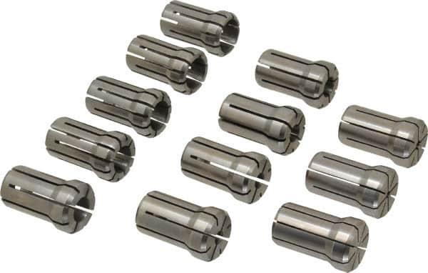 Parlec - 12 Piece, 1/16" to 3/4" Capacity, Double Angle Collet Set - Series DA180 - Exact Tooling