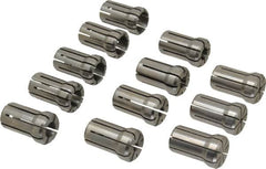 Parlec - 12 Piece, 1/16" to 3/4" Capacity, Double Angle Collet Set - Series DA180 - Exact Tooling