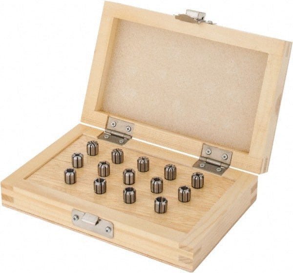 Parlec - 14 Piece, 3/64" to 1/4" Capacity, Double Angle Collet Set - Series DA300 - Exact Tooling