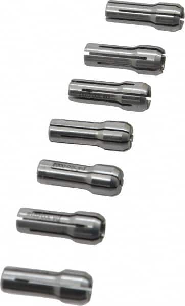 Parlec - 7 Piece, 1/16" to 1/4" Capacity, Double Angle Collet Set - Series DA300 - Exact Tooling