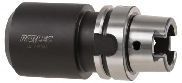 Parlec - HSK63A Taper Shank 1-1/4" Hole End Mill Holder/Adapter - 2-13/16" Nose Diam, 4-1/4" Projection, Through-Spindle Coolant - Exact Tooling