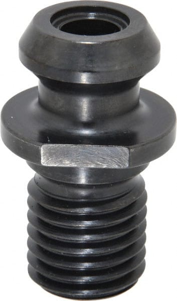 Parlec - A Style, CAT50 Taper, 1-8 Thread, 45° Angle Radius, Standard Retention Knob - 2.3" OAL, 1.14" Knob Diam, 0.2" Flange Thickness, 1" from Knob to Flange, 1.031" Pilot Diam, 0.468" Coolant Hole, Through Coolant - Exact Tooling