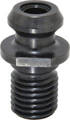 Parlec - A Style, CAT50 Taper, 1-8 Thread, 45° Angle Radius, Standard Retention Knob - 2.3" OAL, 1.14" Knob Diam, 0.2" Flange Thickness, 1" from Knob to Flange, 1.031" Pilot Diam, 0.468" Coolant Hole, Through Coolant - Exact Tooling