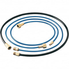 Dynabrade - 1/4" ID x 3/8" OD 6' Long Hose - Female/Male Ends, 90 Working psi, 1/4" Fitting, Black & Blue - Exact Tooling
