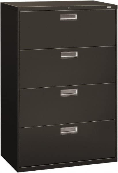 Hon - 36" Wide x 53-1/4" High x 19-1/4" Deep, 4 Drawer Lateral File - Steel, Charcoal - Exact Tooling