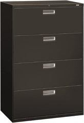 Hon - 36" Wide x 53-1/4" High x 19-1/4" Deep, 4 Drawer Lateral File - Steel, Charcoal - Exact Tooling