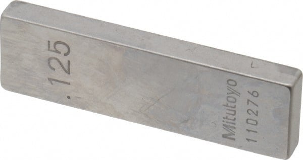 Mitutoyo - 0.125" Rectangular Steel Gage Block - Accuracy Grade 0, Includes Certificate of Inspection - Exact Tooling