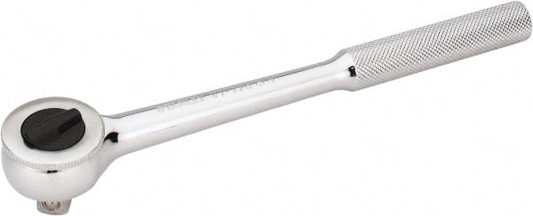 Stanley - 1/2" Drive Round Head Ratchet - Chrome Finish, 10" OAL - Exact Tooling