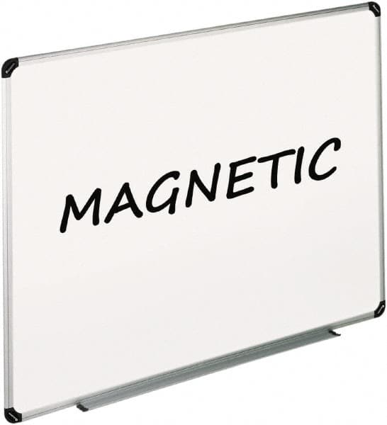 UNIVERSAL - 48" High x 72" Wide Enameled Steel Magnetic Marker Board - Aluminum/Plastic Frame, Includes Accessory Tray/Rail & Mounting Kit - Exact Tooling