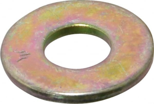 Value Collection - 1/4" Screw, Grade SAE 1035-1050 Alloy Steel USS Flat Washer - 0.307" ID x 0.749" OD, 0.08" Thick, Zinc Yellow Dichromate Finish - Exact Tooling
