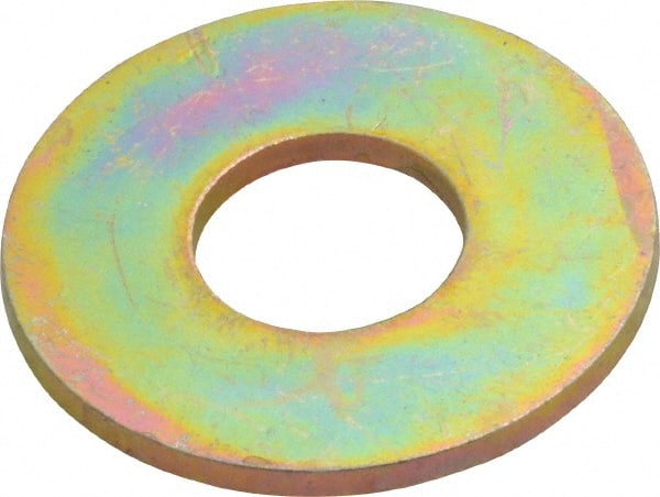 Value Collection - 7/16" Screw, Grade SAE 1035-1050 Alloy Steel USS Flat Washer - 0.495" ID x 1.28" OD, 0.104" Thick, Zinc Yellow Dichromate Finish - Exact Tooling
