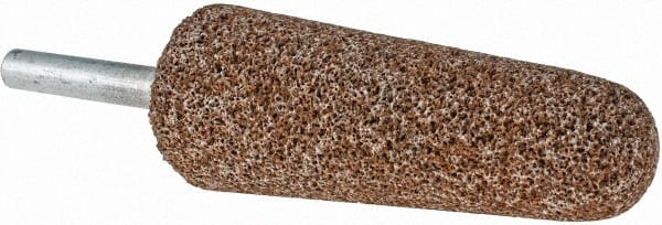 Norton - 1" Head Diam x 2-3/4" Thickness, A3, Tree End, Aluminum Oxide Mounted Point - Brown, Very Coarse Grade, 36 Grit, 15,530 RPM - Exact Tooling