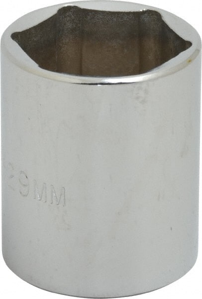 Proto - 1/2" Drive, Standard Hand Socket - 6 Points, 1-3/4" OAL, Chrome Finish - Exact Tooling
