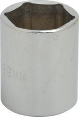 Proto - 1/2" Drive, Standard Hand Socket - 6 Points, 1-3/4" OAL, Chrome Finish - Exact Tooling
