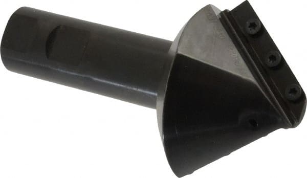 Cutting Tool Technologies - 82° Included Angle, 2.82" Max Cut Diam, 2.82mm Body Diam, 1" Shank Diam, Indexable Countersink - 1.33" LOC, 6 Square Inserts, SPEH 322 Insert Style, Positive Rake, Series PLC - Exact Tooling