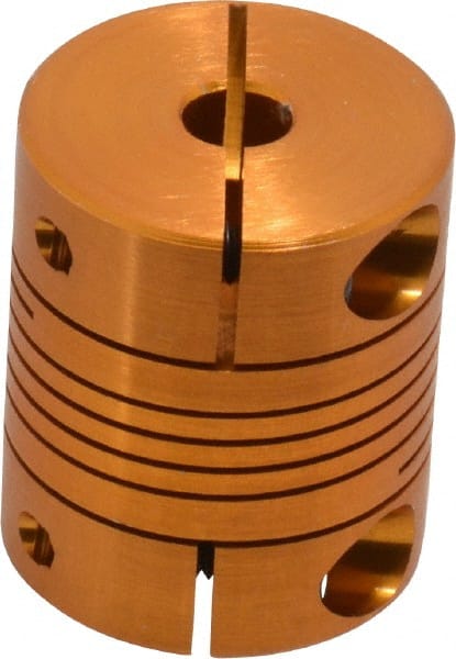 Lovejoy - 3/16" Max Bore Diam, Flexible Clamp Hub Coupling - 3/4" OD, 0.9" OAL, Anodized Aluminum - Exact Tooling