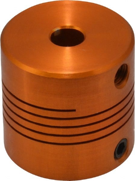 Lovejoy - 1/4" Max Bore Diam, Flexible Screw Hub Coupling - 1" OD, 1" OAL, Anodized Aluminum - Exact Tooling