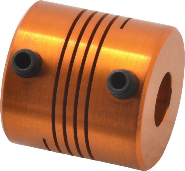 Lovejoy - 3/8" Max Bore Diam, Flexible Screw Hub Coupling - 1" OD, 1" OAL, Anodized Aluminum - Exact Tooling