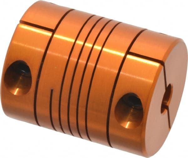 Lovejoy - 3/8" Max Bore Diam, Flexible Clamp Hub Coupling - 1" OD, 1-1/4" OAL, Anodized Aluminum - Exact Tooling