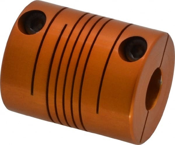 Lovejoy - 3/8" Max Bore Diam, Flexible Clamp Hub Coupling - 1" OD, 1-1/4" OAL, Anodized Aluminum - Exact Tooling
