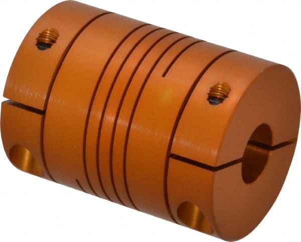Lovejoy - 3/8" Max Bore Diam, Flexible Clamp Hub Coupling - 1.12" OD, 1-1/2" OAL, Anodized Aluminum - Exact Tooling