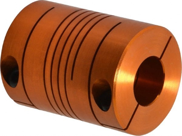 Lovejoy - 1/2" Max Bore Diam, Flexible Screw Hub Coupling - 1.12" OD, 1-1/2" OAL, Anodized Aluminum - Exact Tooling