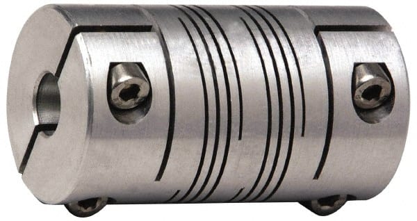 Lovejoy - 1/2" Max Bore Diam, Flexible Clamp Hub Coupling - 1" OD, 1-1/2" OAL, Anodized Aluminum - Exact Tooling