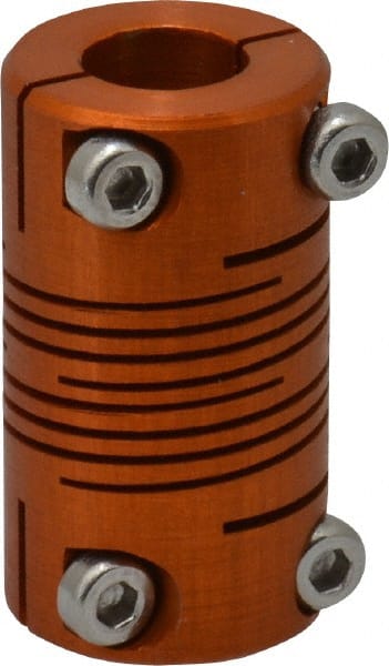 Lovejoy - 1/4" Max Bore Diam, Flexible Clamp Hub Coupling - 1/2" OD, 0.9" OAL, Anodized Aluminum - Exact Tooling