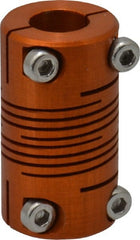 Lovejoy - 1/4" Max Bore Diam, Flexible Clamp Hub Coupling - 1/2" OD, 0.9" OAL, Anodized Aluminum - Exact Tooling