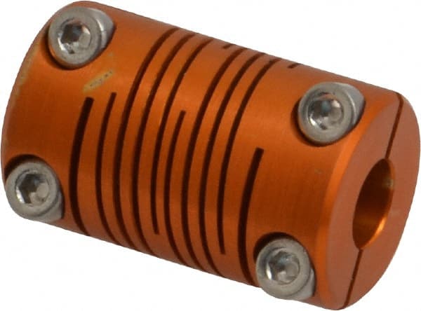 Lovejoy - 1/4" Max Bore Diam, Flexible Clamp Hub Coupling - 0.63" OD, 1" OAL, Anodized Aluminum - Exact Tooling