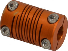 Lovejoy - 1/4" Max Bore Diam, Flexible Clamp Hub Coupling - 0.63" OD, 1" OAL, Anodized Aluminum - Exact Tooling