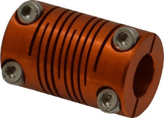 Lovejoy - 5/16" Max Bore Diam, Flexible Clamp Hub Coupling - 0.63" OD, 1" OAL, Anodized Aluminum - Exact Tooling