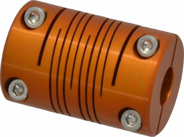 Lovejoy - 3/8" Max Bore Diam, Flexible Clamp Hub Coupling - 1" OD, 1-1/2" OAL, Anodized Aluminum - Exact Tooling