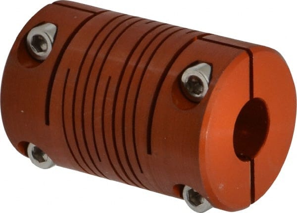 Lovejoy - 1/2" Max Bore Diam, Flexible Clamp Hub Coupling - 1" OD, 1-1/2" OAL, Anodized Aluminum - Exact Tooling