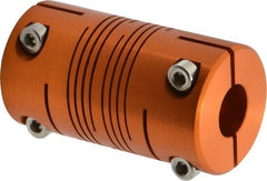 Lovejoy - 1/2" Max Bore Diam, Flexible Clamp Hub Coupling - 1-1/4" OD, 2-1/4" OAL, Anodized Aluminum - Exact Tooling