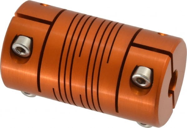 Lovejoy - 5/8" Max Bore Diam, Flexible Clamp Hub Coupling - 1-1/4" OD, 2-1/4" OAL, Anodized Aluminum - Exact Tooling