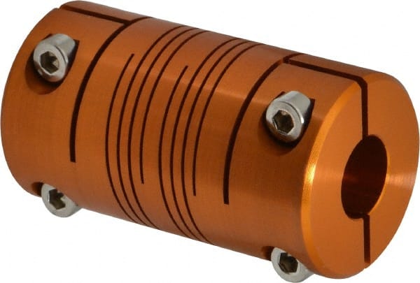 Lovejoy - 1/2" Max Bore Diam, Flexible Clamp Hub Coupling - 1-1/4" OD, 2-1/4" OAL, Anodized Aluminum - Exact Tooling