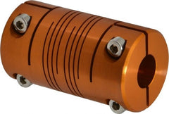 Lovejoy - 1/2" Max Bore Diam, Flexible Clamp Hub Coupling - 1-1/4" OD, 2-1/4" OAL, Anodized Aluminum - Exact Tooling