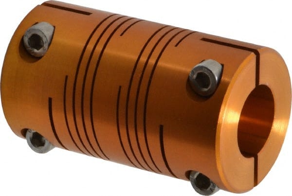 Lovejoy - 3/4" Max Bore Diam, Flexible Clamp Hub Coupling - 1-1/2" OD, 2.63" OAL, Anodized Aluminum - Exact Tooling