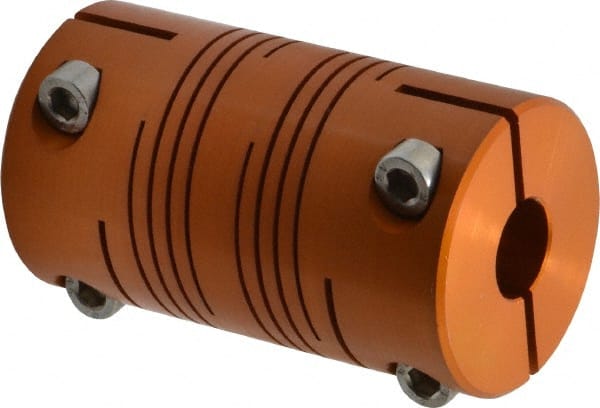 Lovejoy - 3/4" Max Bore Diam, Flexible Clamp Hub Coupling - 1-1/2" OD, 2.63" OAL, Anodized Aluminum - Exact Tooling