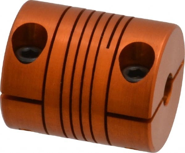 Lovejoy - 3/16" Max Bore Diam, Flexible Clamp Hub Coupling - 3/4" OD, 0.9" OAL, Anodized Aluminum - Exact Tooling