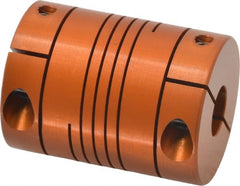 Lovejoy - 1/4" Max Bore Diam, Flexible Clamp Hub Coupling - 1.12" OD, 1-1/2" OAL, Anodized Aluminum - Exact Tooling