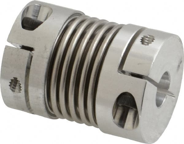 Lovejoy - 1/4" Max Bore Diam, Flexible Bellows Clamp Coupling - 0.984" OD, 1.023" OAL, Aluminum Hub with Stainless Steel Bellows - Exact Tooling