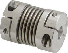 Lovejoy - 1/4" Max Bore Diam, Flexible Bellows Clamp Coupling - 0.984" OD, 1.023" OAL, Aluminum Hub with Stainless Steel Bellows - Exact Tooling