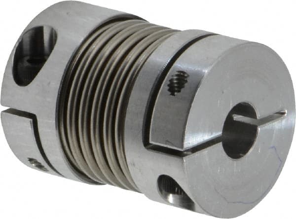 Lovejoy - 1/4" Max Bore Diam, Flexible Bellows Clamp Coupling - 0.984" OD, 1.023" OAL, Aluminum Hub with Stainless Steel Bellows - Exact Tooling