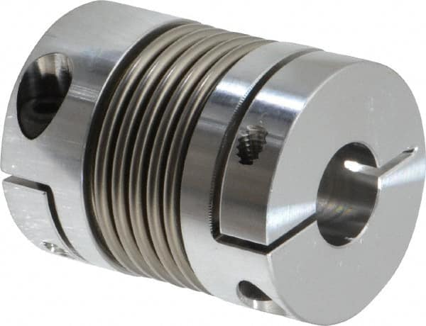 Lovejoy - 1/2" Max Bore Diam, Flexible Bellows Clamp Coupling - 1.28" OD, 1.614" OAL, Aluminum Hub with Stainless Steel Bellows - Exact Tooling
