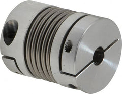 Lovejoy - 5/16" Max Bore Diam, Flexible Bellows Clamp Coupling - 1.28" OD, 1.614" OAL, Aluminum Hub with Stainless Steel Bellows - Exact Tooling