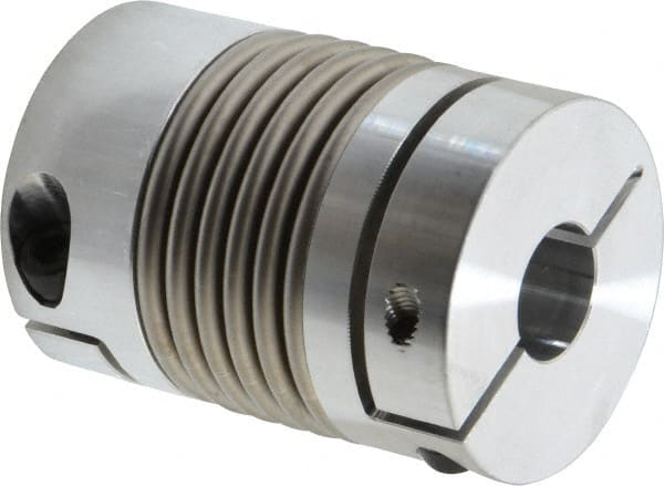 Lovejoy - 3/4" Max Bore Diam, Flexible Bellows Clamp Coupling - 1.77" OD, 2.48" OAL, Aluminum Hub with Stainless Steel Bellows - Exact Tooling