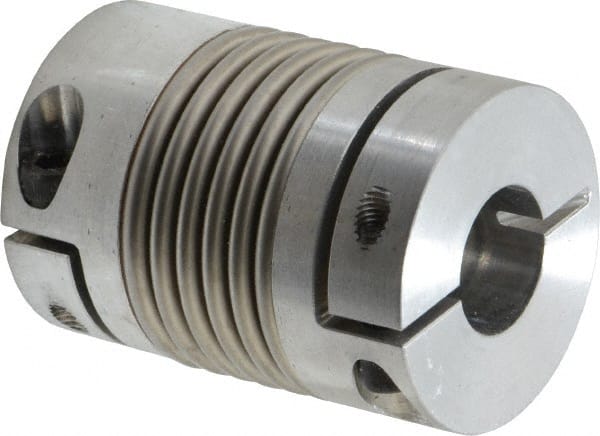 Lovejoy - 3/4" Max Bore Diam, Flexible Bellows Clamp Coupling - 1.77" OD, 2.48" OAL, Aluminum Hub with Stainless Steel Bellows - Exact Tooling