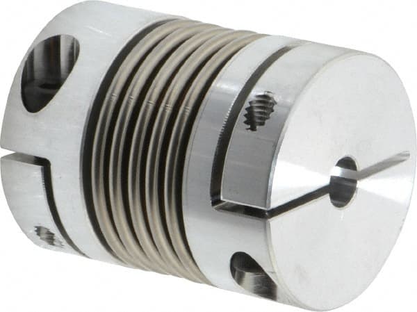 Lovejoy - 3/8" Max Bore Diam, Flexible Bellows Clamp Coupling - 1.28" OD, 1.614" OAL, Aluminum Hub with Stainless Steel Bellows - Exact Tooling